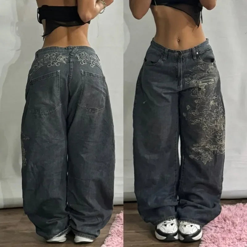 Women's Washed Black Wide Leg Denim Jeans For Everyday Outfits