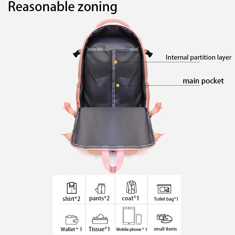 Solid Travel Backpack with Front Opening and Multiple Pockets
