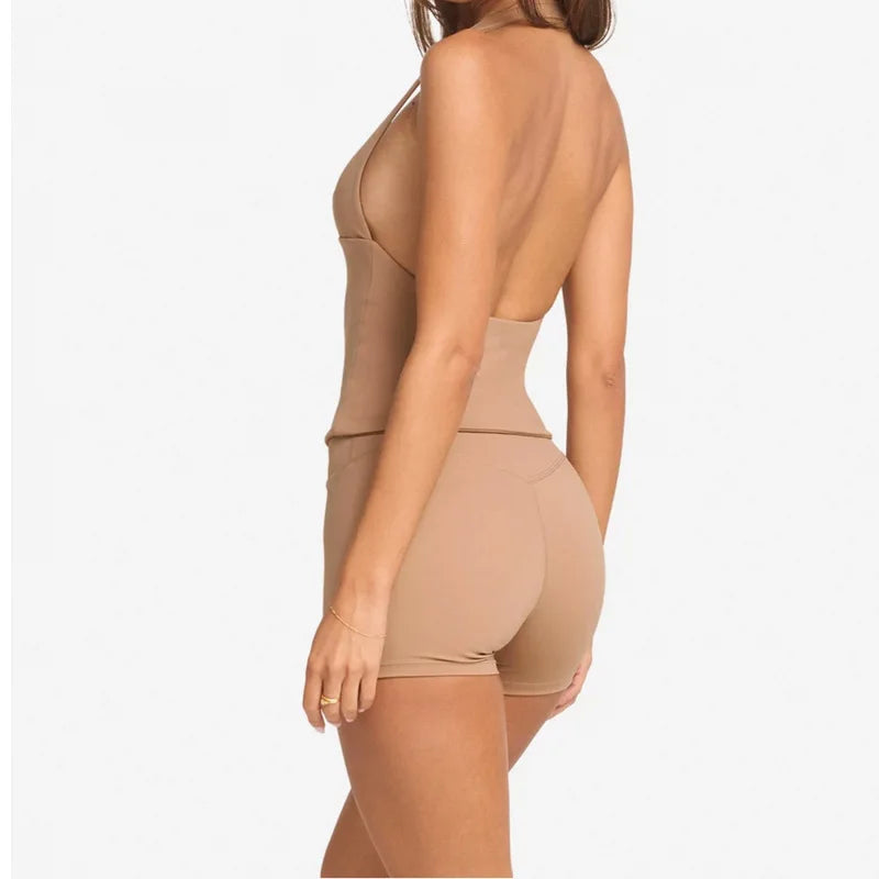 Women's Halter Neck Open Back Tank Top