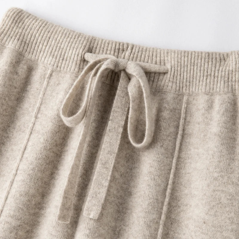 Wide-leg women's autumn winter cashmere high-waisted knitted straight-leg pants high-end casual outerwear loose drape long pants