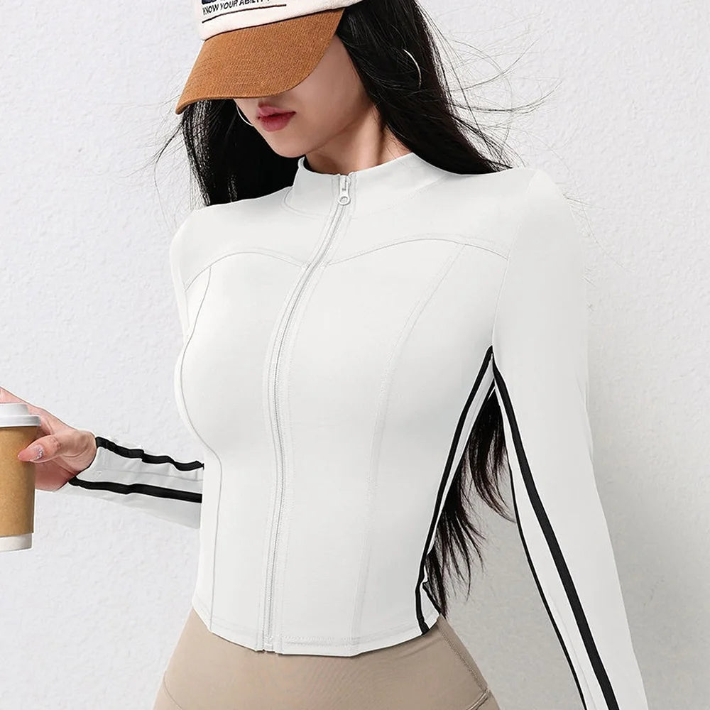 Women's Stand-Collar Zip-Front Workout Jacket