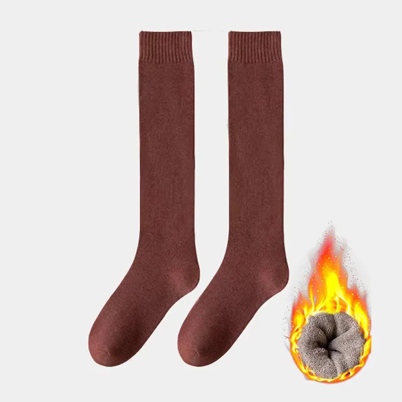 Solid Knee High Socks with Long Knit Shape