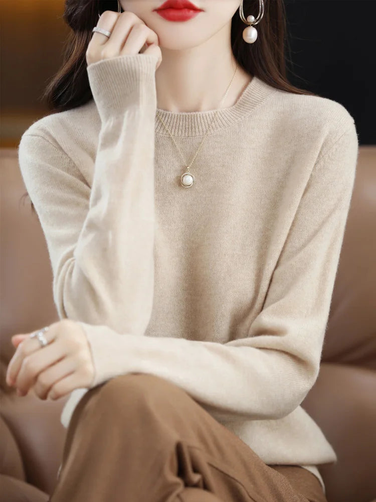 Women's Crew Neck Long Sleeve Sweater Casual Knit Layer