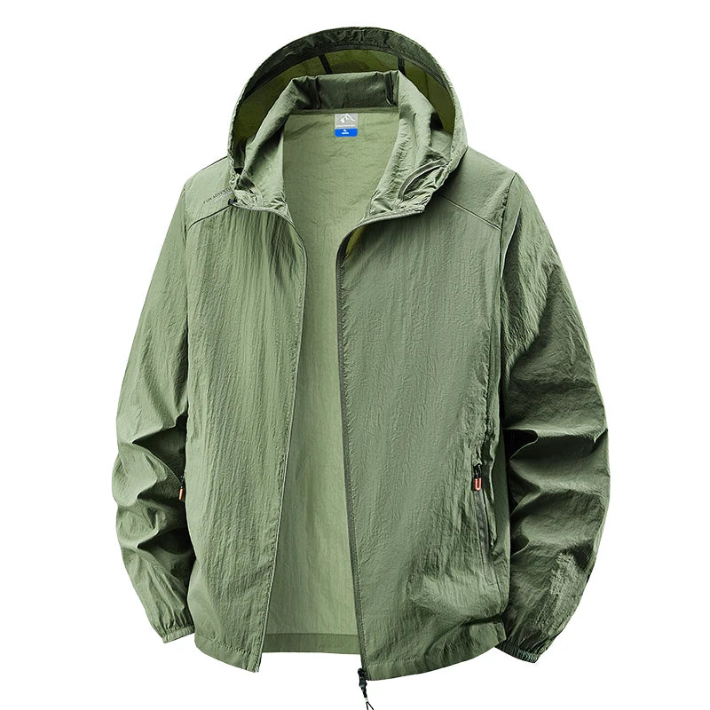 Hooded Long Sleeve Full Zip Outdoor Hiking Jacket with Pockets