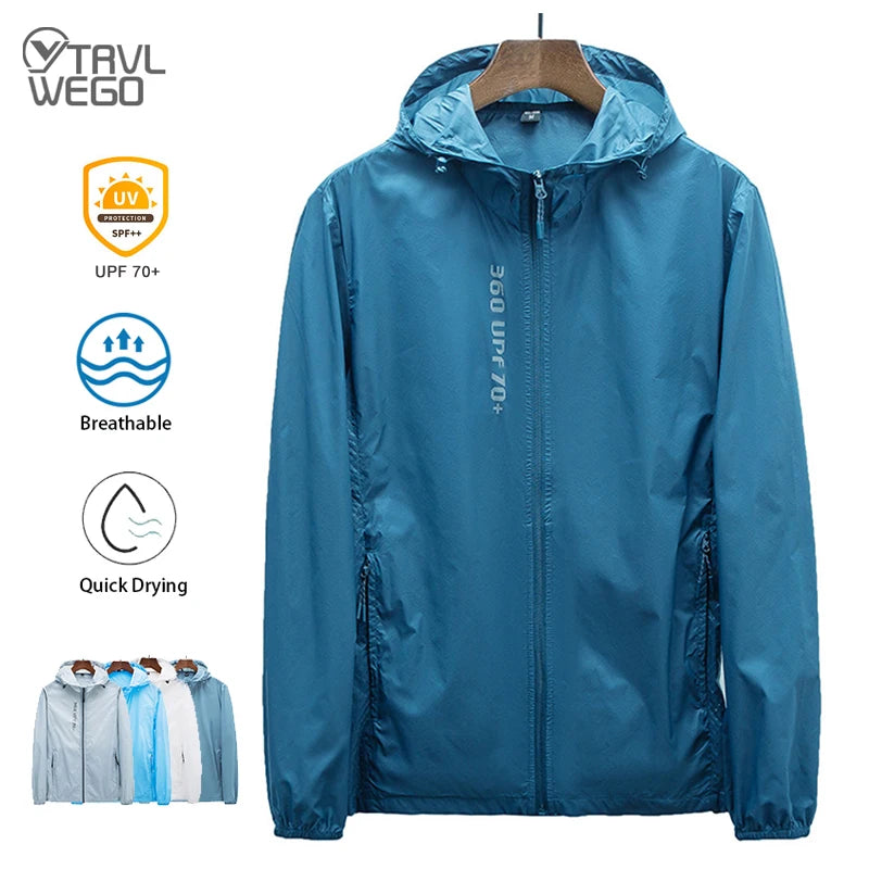 Hooded Long Sleeve Full Zip Outdoor Hiking Jacket with Pockets
