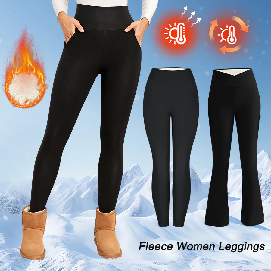 Women's Fleece Lined Flared Leggings For Workout Outfits
