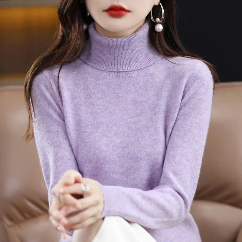 Women's Mock Neck Long Sleeve Sweater Casual Knit Layer