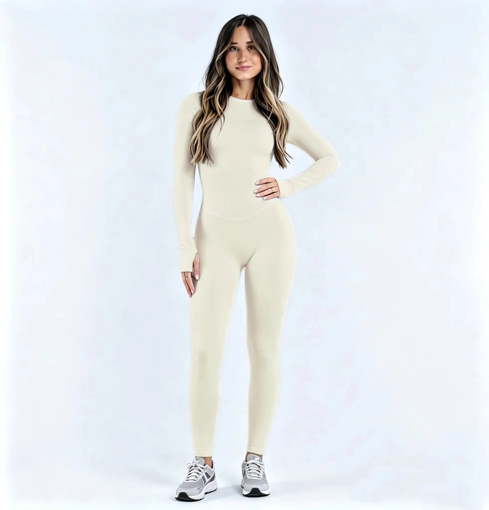 Women's Open Back Nylon Blend Workout One Piece with Sleeve and Length Options