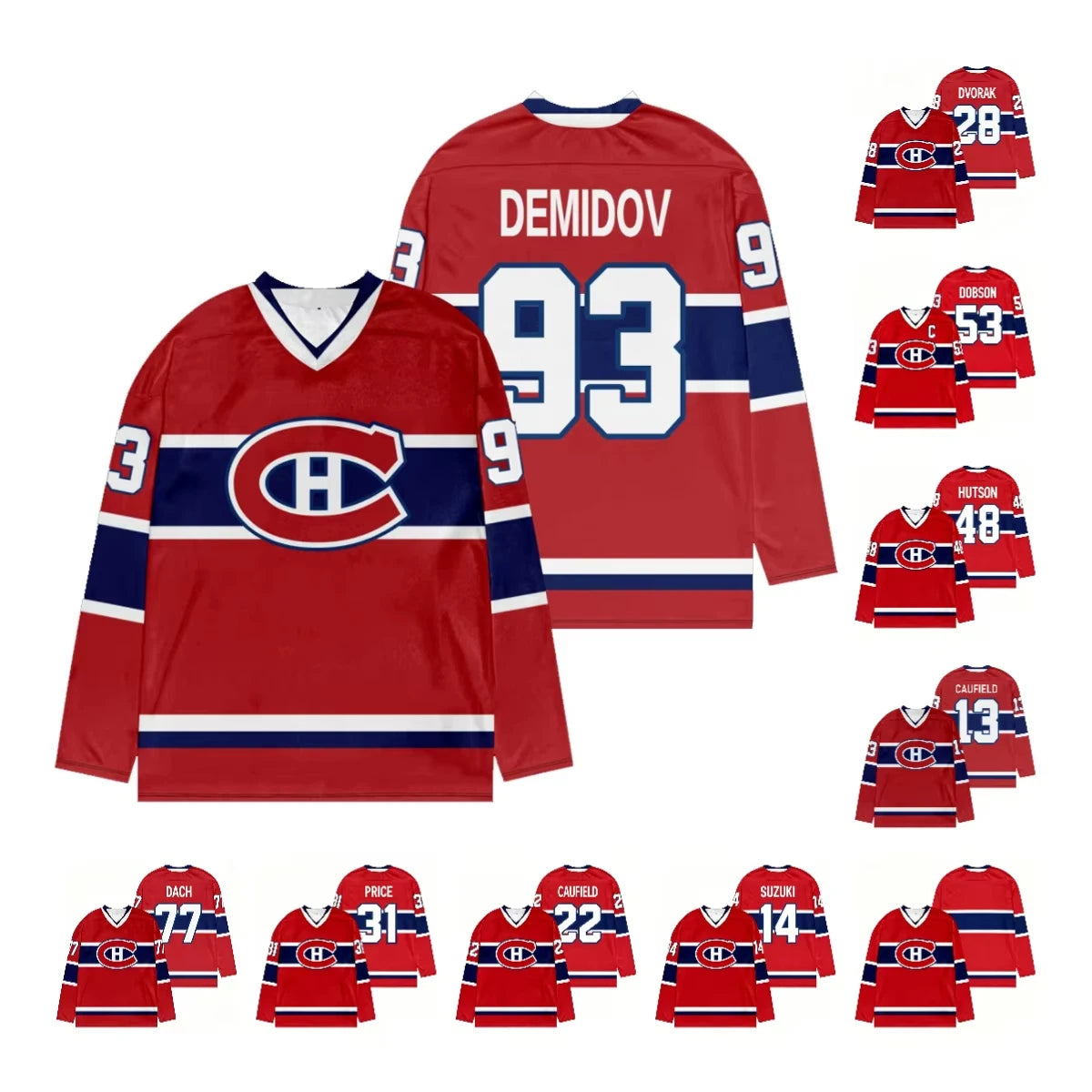 Montreal Player Number Graphic Long Sleeve Jersey For Sports Outfits