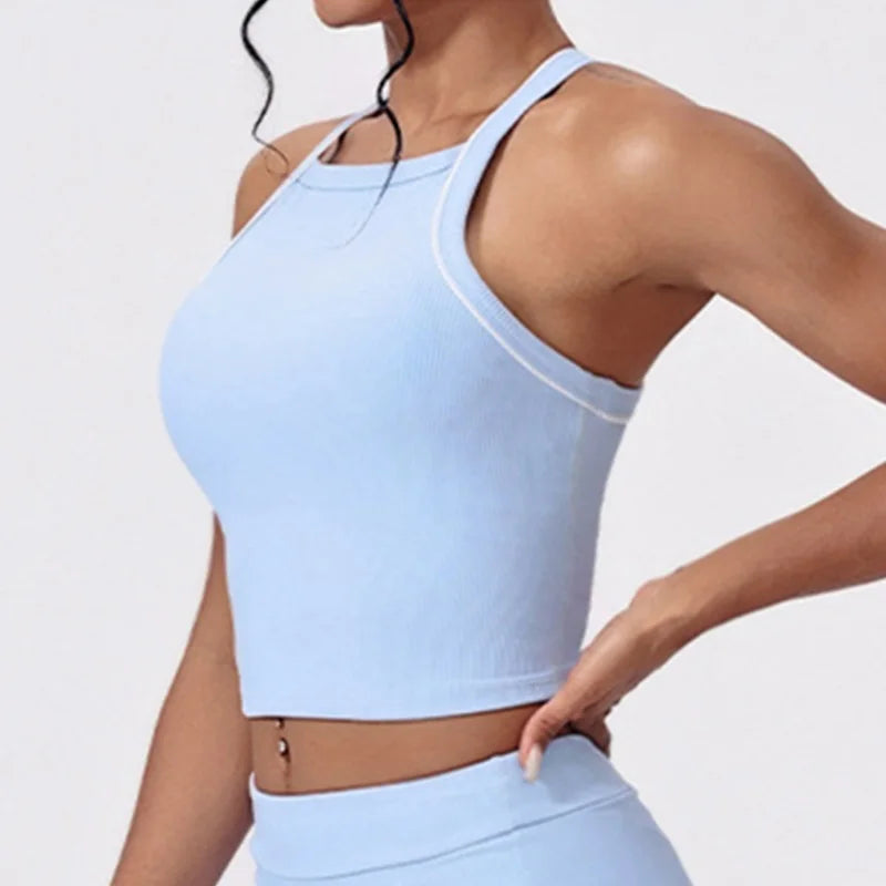 Women's Sleeveless Crop Top and Skort Workout Set