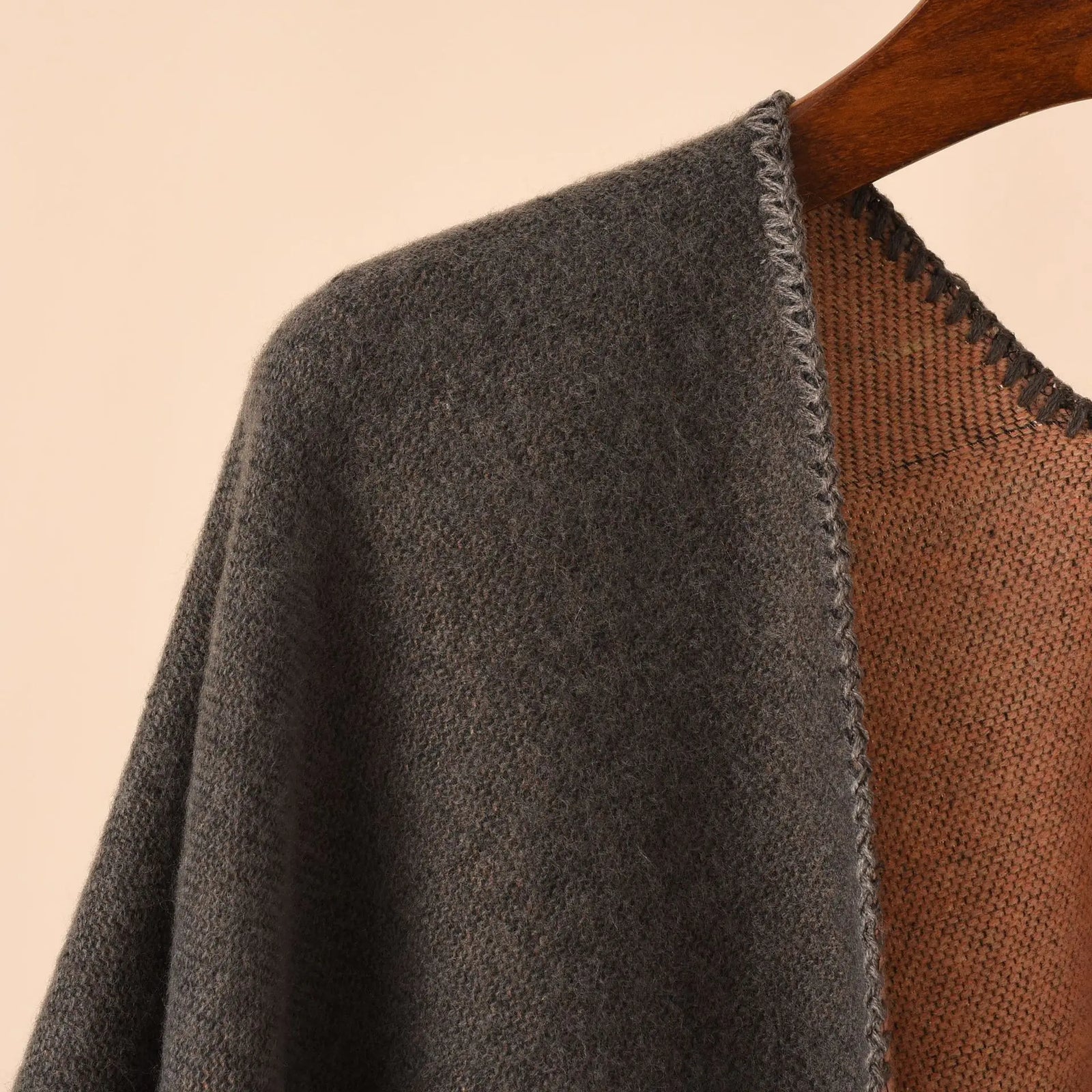 Block Stripe Open Front Poncho for Layering over Outfits