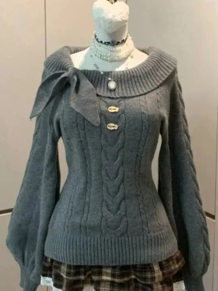Women's Plain Crew Neck Long Sleeve Sweater Casual Knit Layer