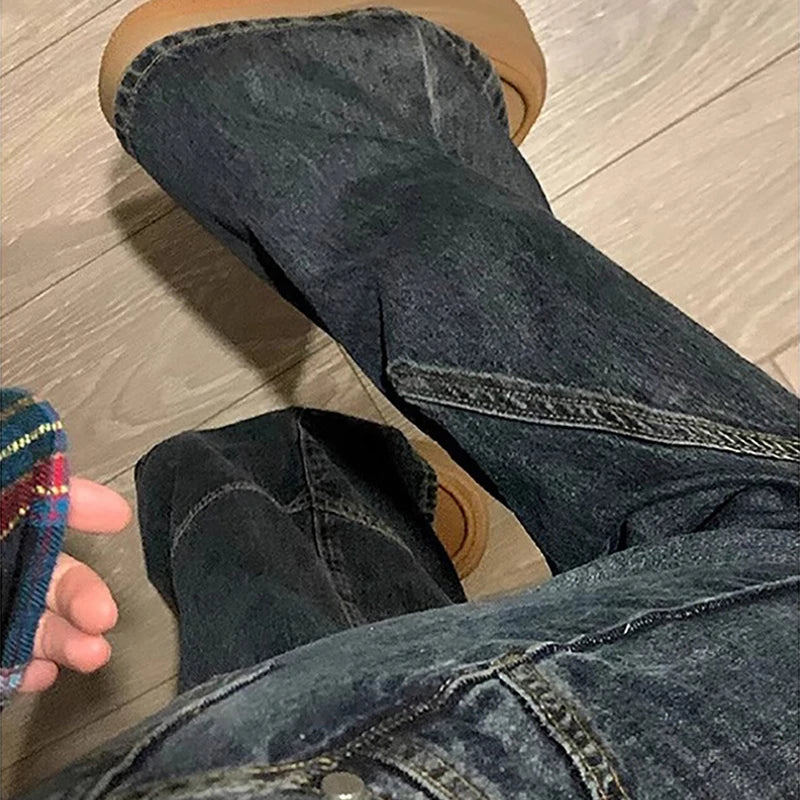 Women's Dark Denim Loose Fit Denim Jeans For Everyday Outfits