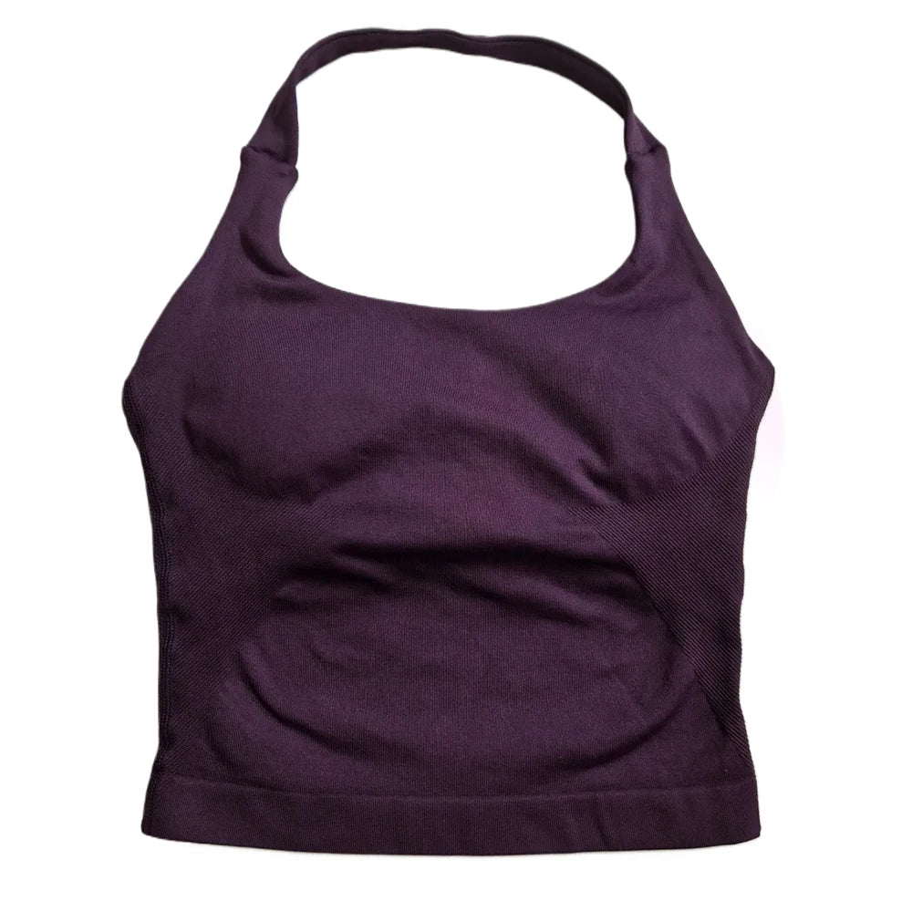 Women's Halter Neck Fitted Longline Tank Top For Workout Outfits