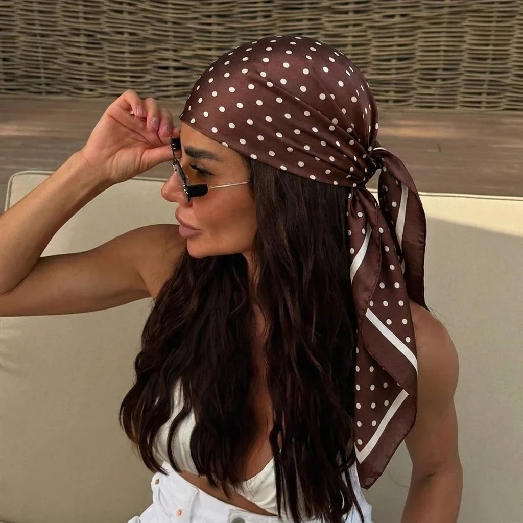 Polka Dot Square Scarf for Hair and Neck Styling