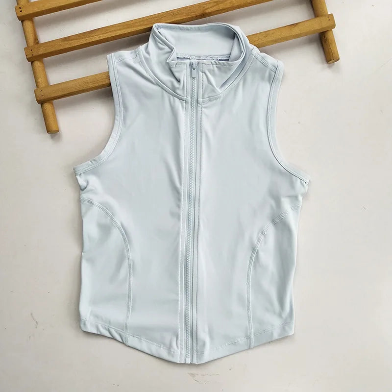 Sleeveless Full Zip Fitted Training Vest for Yoga Wear
