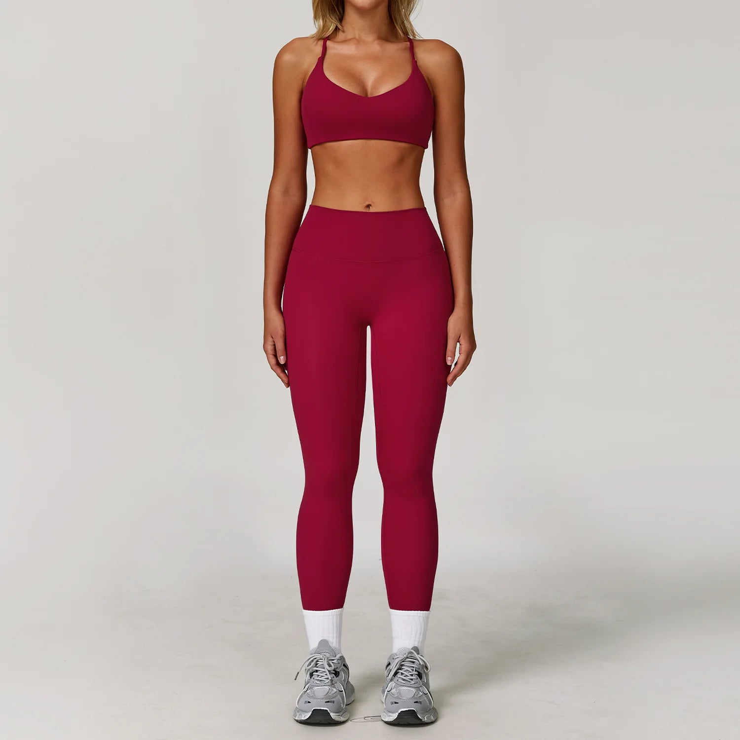 Women's Zip Layer Bra And Leggings Yoga Set