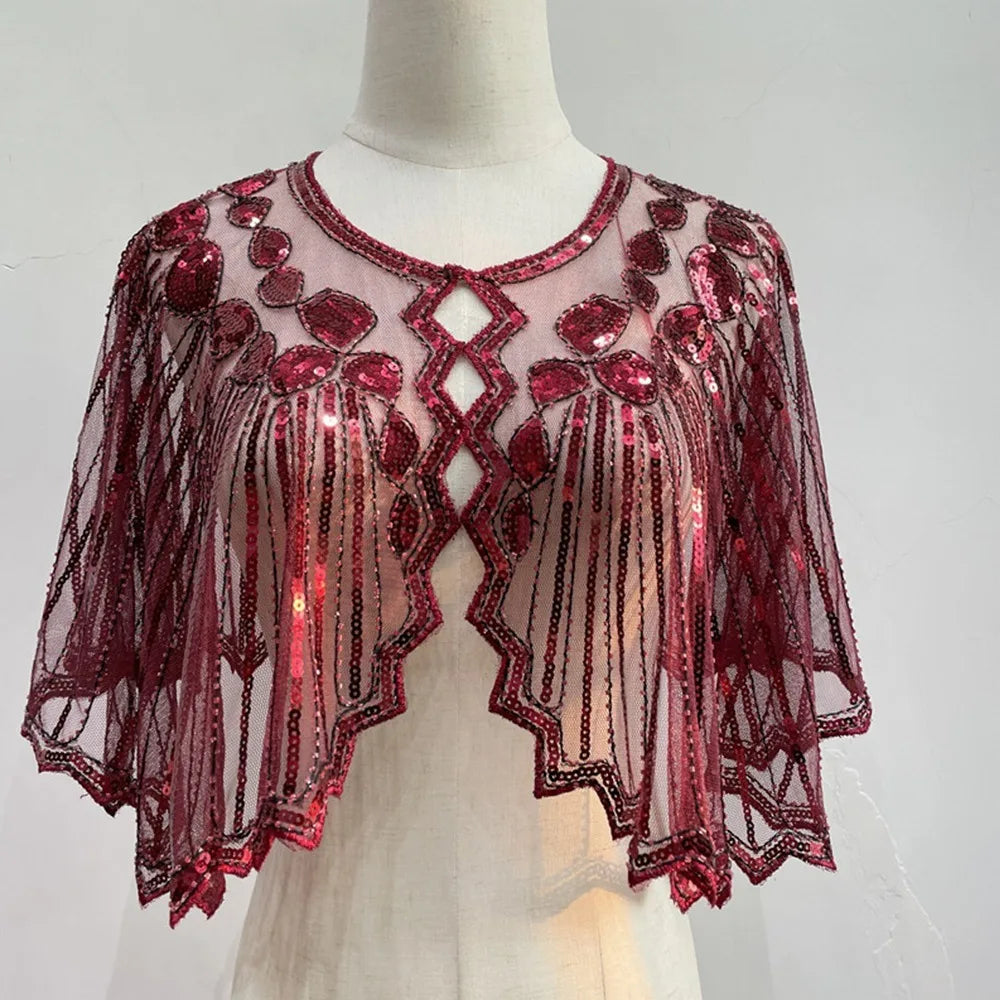 Beaded Sequin Capelet for Layering over Dresses and Tops