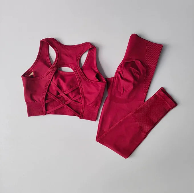 Women's Cross Back Bra And Leggings Yoga Set