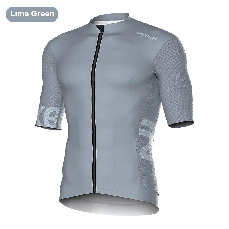 Men's Short Sleeve Full-Zip Cycling Jersey with Mesh Sleeve Panels