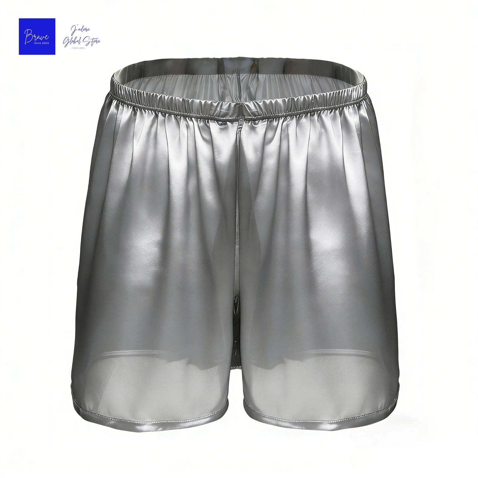 Men's Satin Look Elastic Waist Sleep Shorts with Print Options
