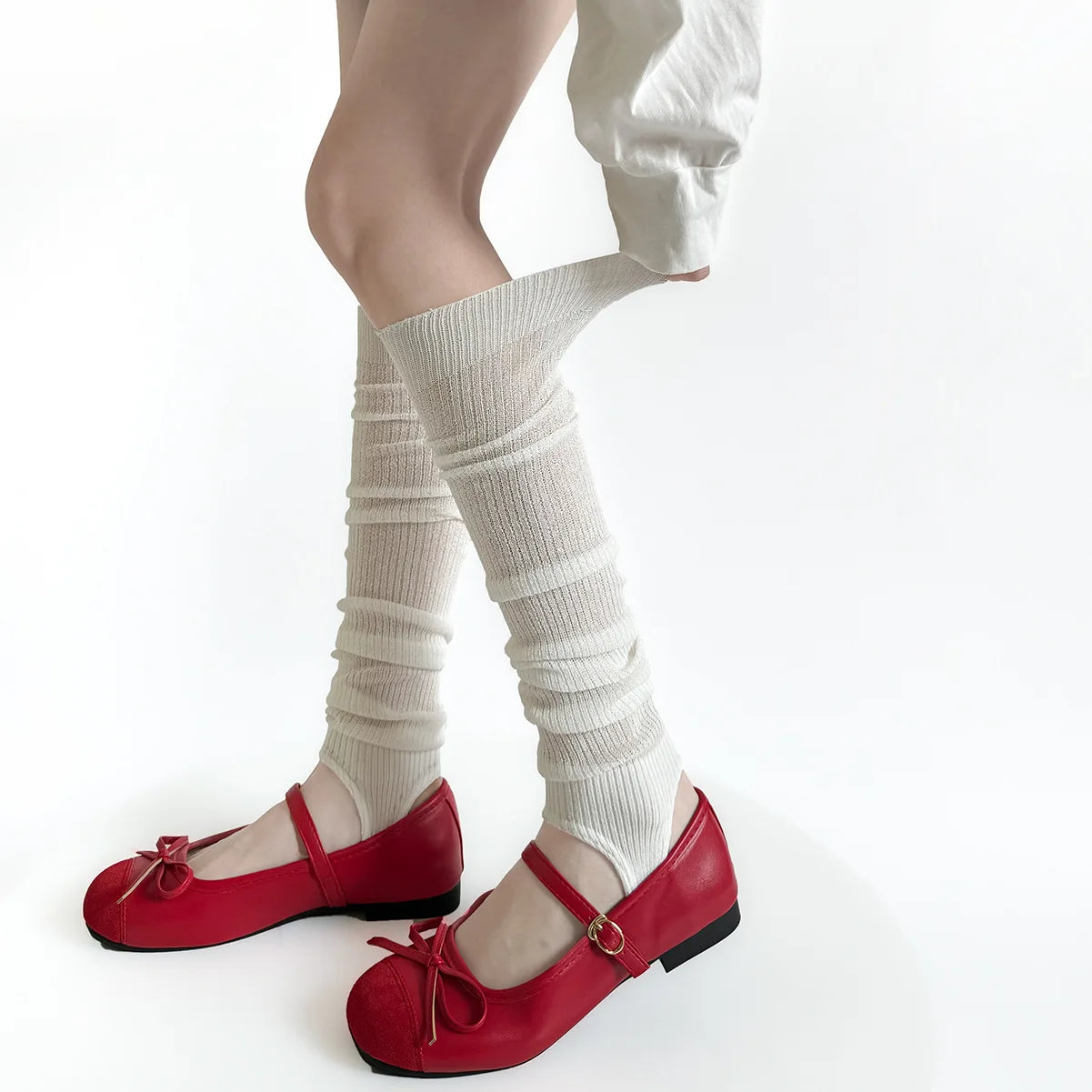 Solid Ribbed Leg Warmers with Slouchy Calf Shape