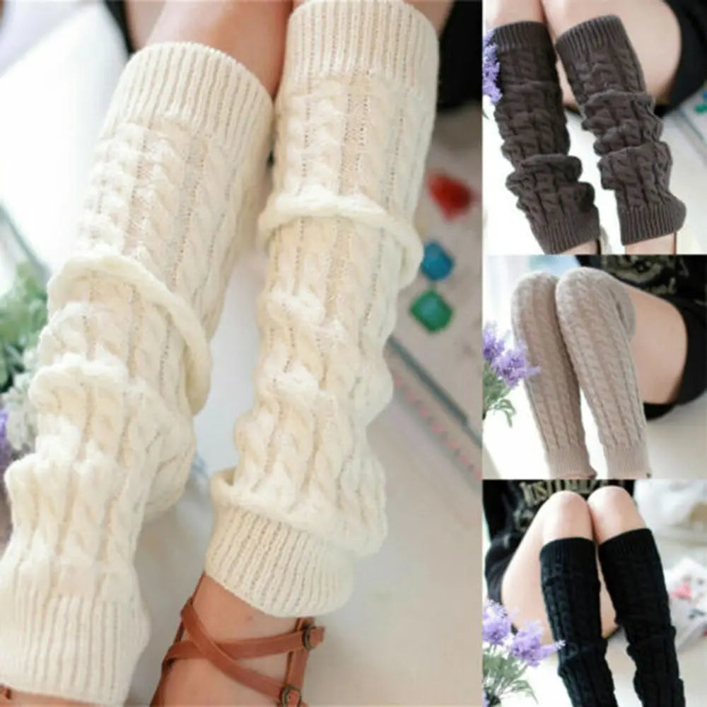 Cable Knit Calf Leg Warmers with Solid Color Choices