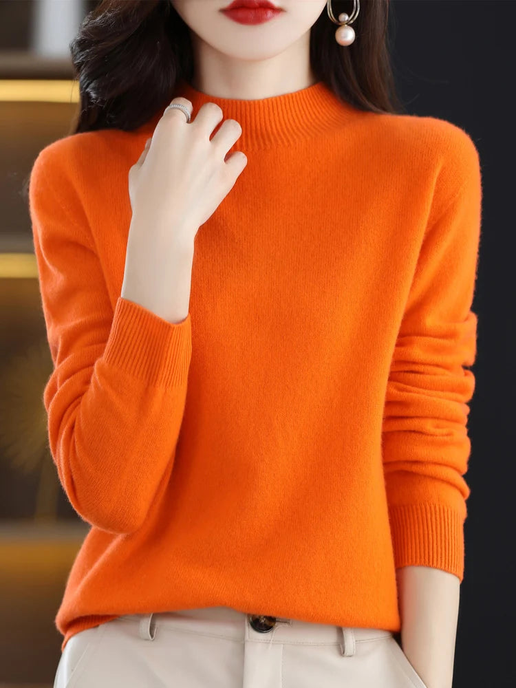 Women's Fluffy Crew Neck Long Sleeve Sweater Casual Knit Layer