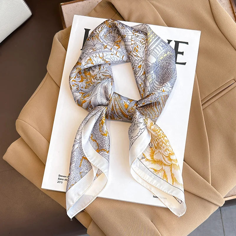 Floral Print Square Scarf for Head and Neck Styling