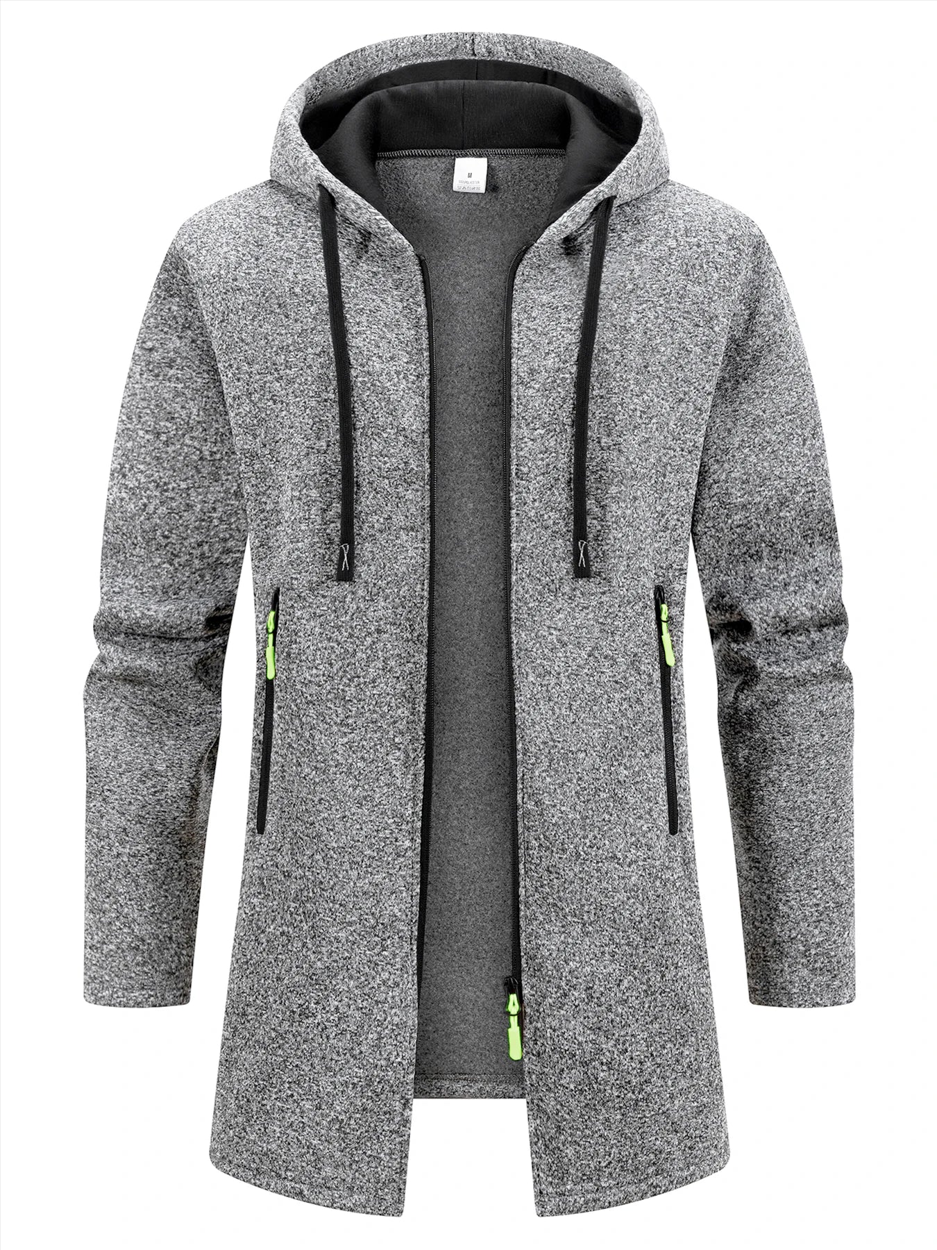 Long Sleeve Hooded Casual Coat with Extended Hem Silhouette