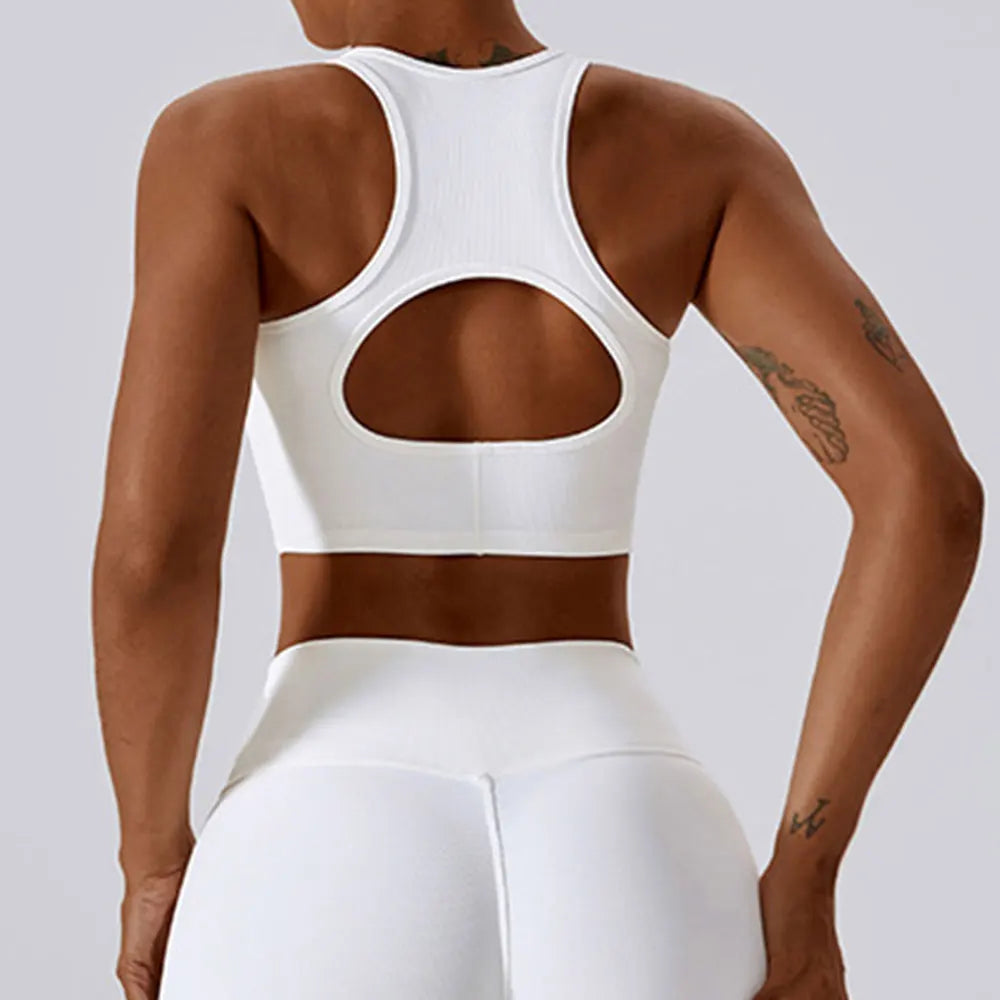 Women's High Neck Keyhole Racerback Sports Bra