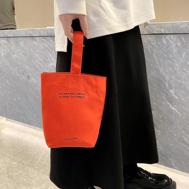 Solid Mini Tote Bag with Wide Single Carry Handle