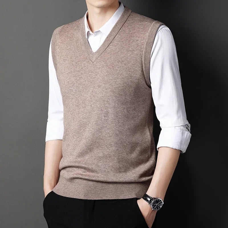 Men's V Neck Sleeveless Knit Vest