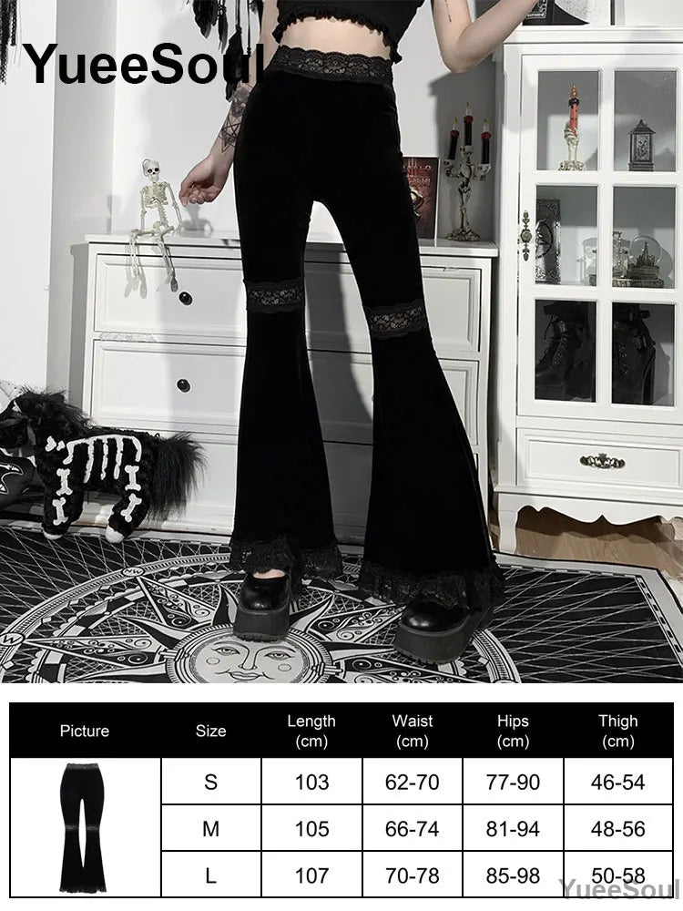Women's Black Gothic Pants with Flared and Wide Leg Style Options