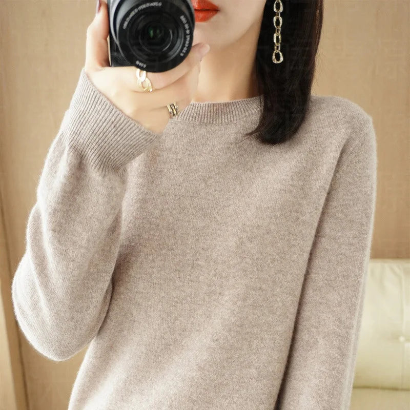 Women's Crew Neck Long Sleeve Sweater Casual Knit Layer