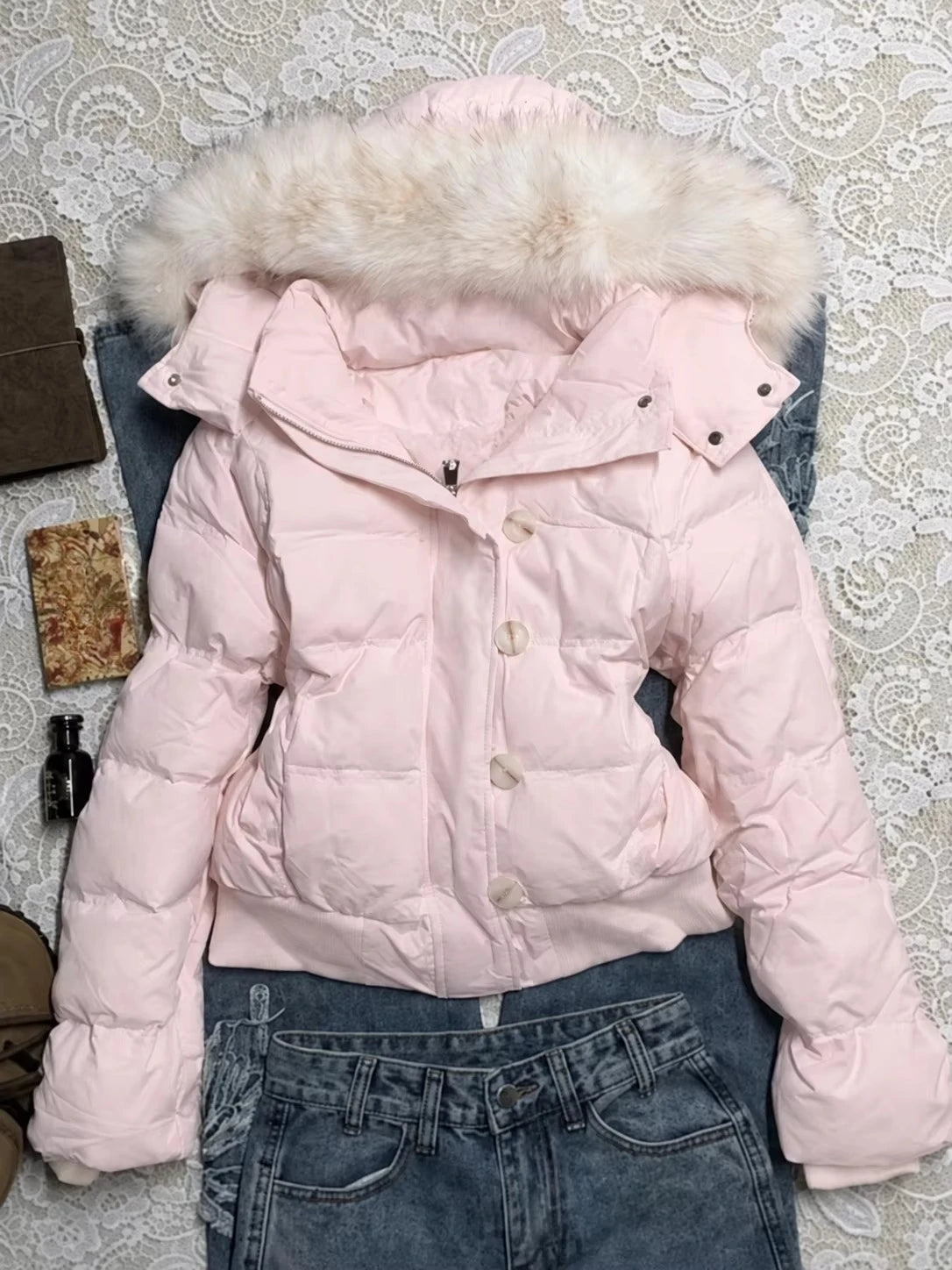Fluffy Trim Long Sleeve Full Zip Casual Hoodie