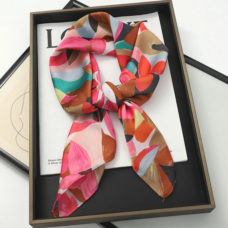 Printed Square Scarf for Hair Wrap and Neck Styling