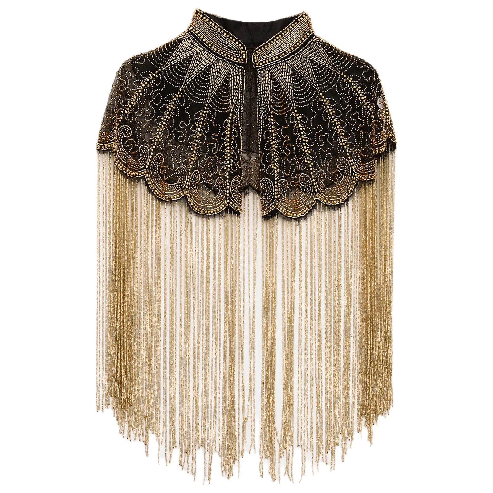 Beaded Long Fringe Cape for Layering over Outfits