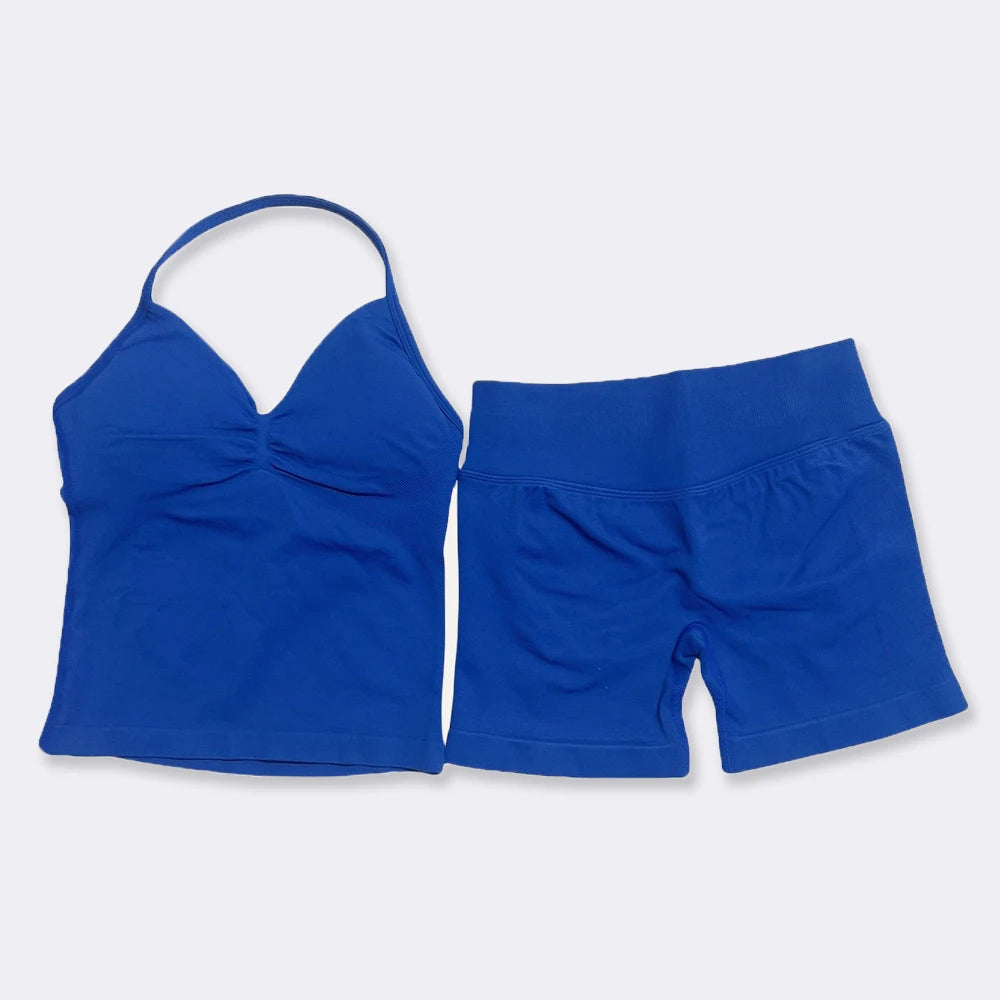 Women's Halter Tank And Shorts Yoga Set For Workout Outfits