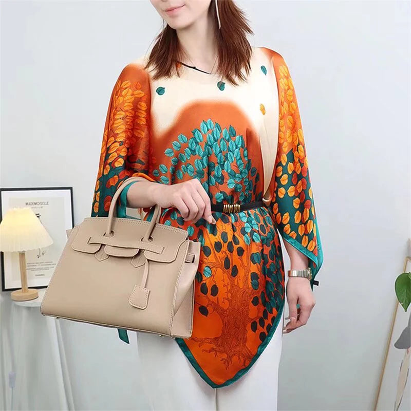 Printed Sheer Beach Poncho for Layering over Outfits