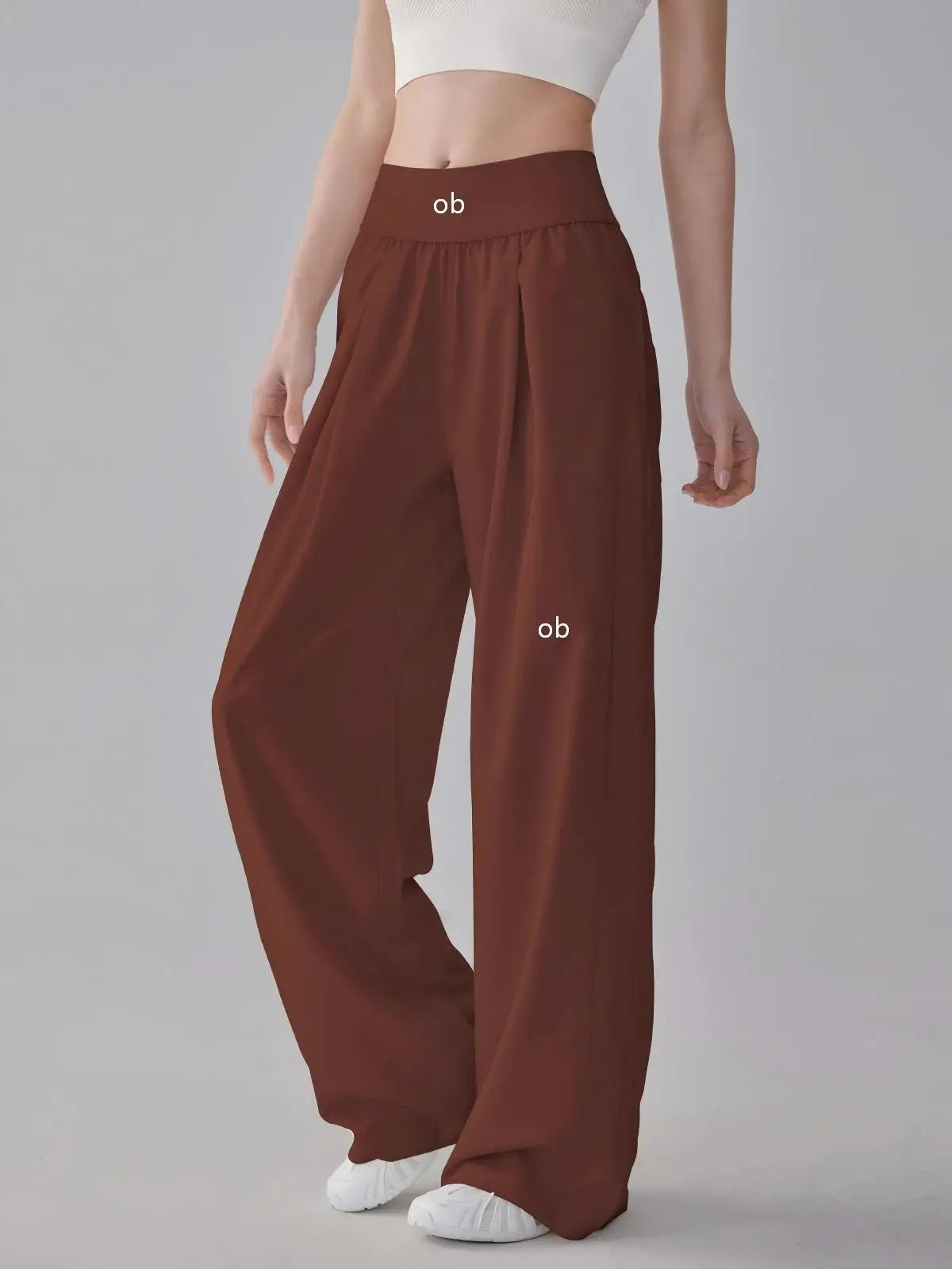 Women's Drawstring Waist Nylon Polyester Wide Leg Pants for Casual Activewear