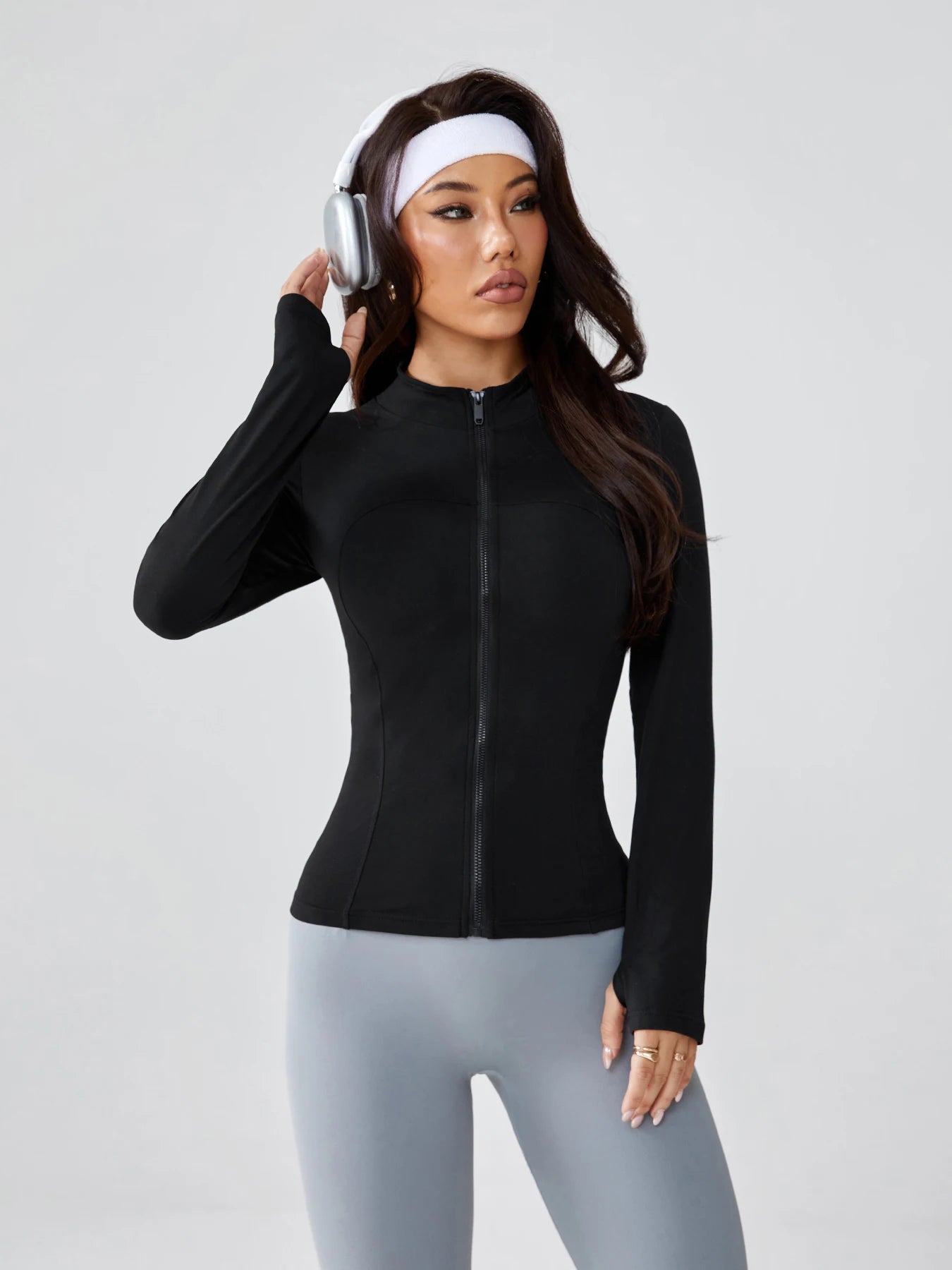 Women's Fitted Full Zip Sports Jacket For Workout Outfits