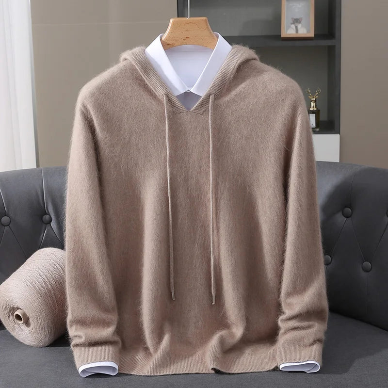 Men's Hooded Long-Sleeve Knit Pullover Sweater