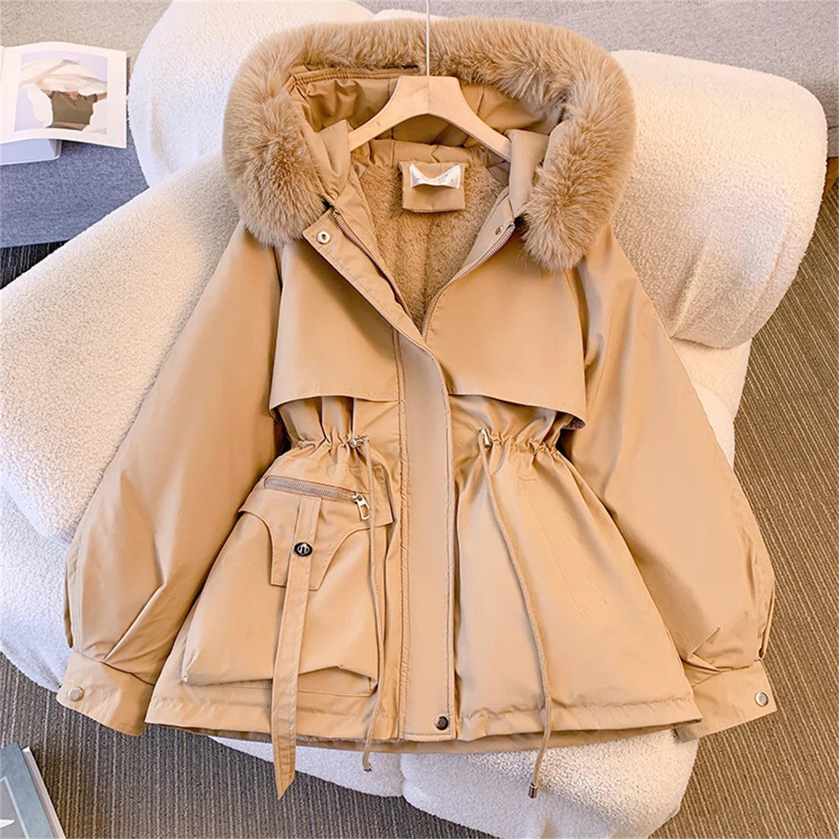 Women's Hooded Drawstring Zip-Front Jacket