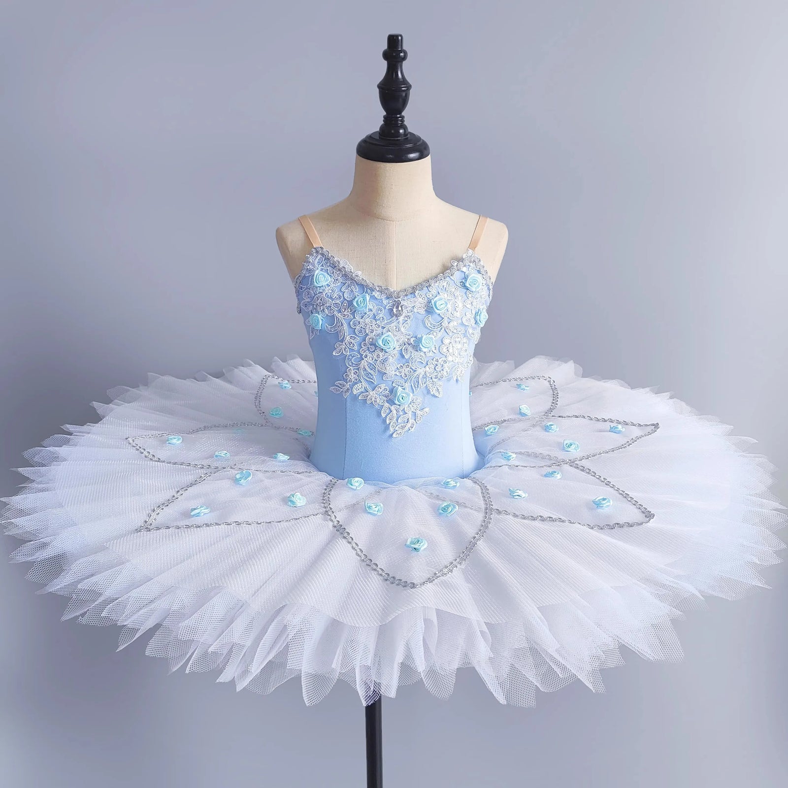 Girls' Pancake Ballet Tutu Dress with Decorated Bodice and Height-Based Sizes