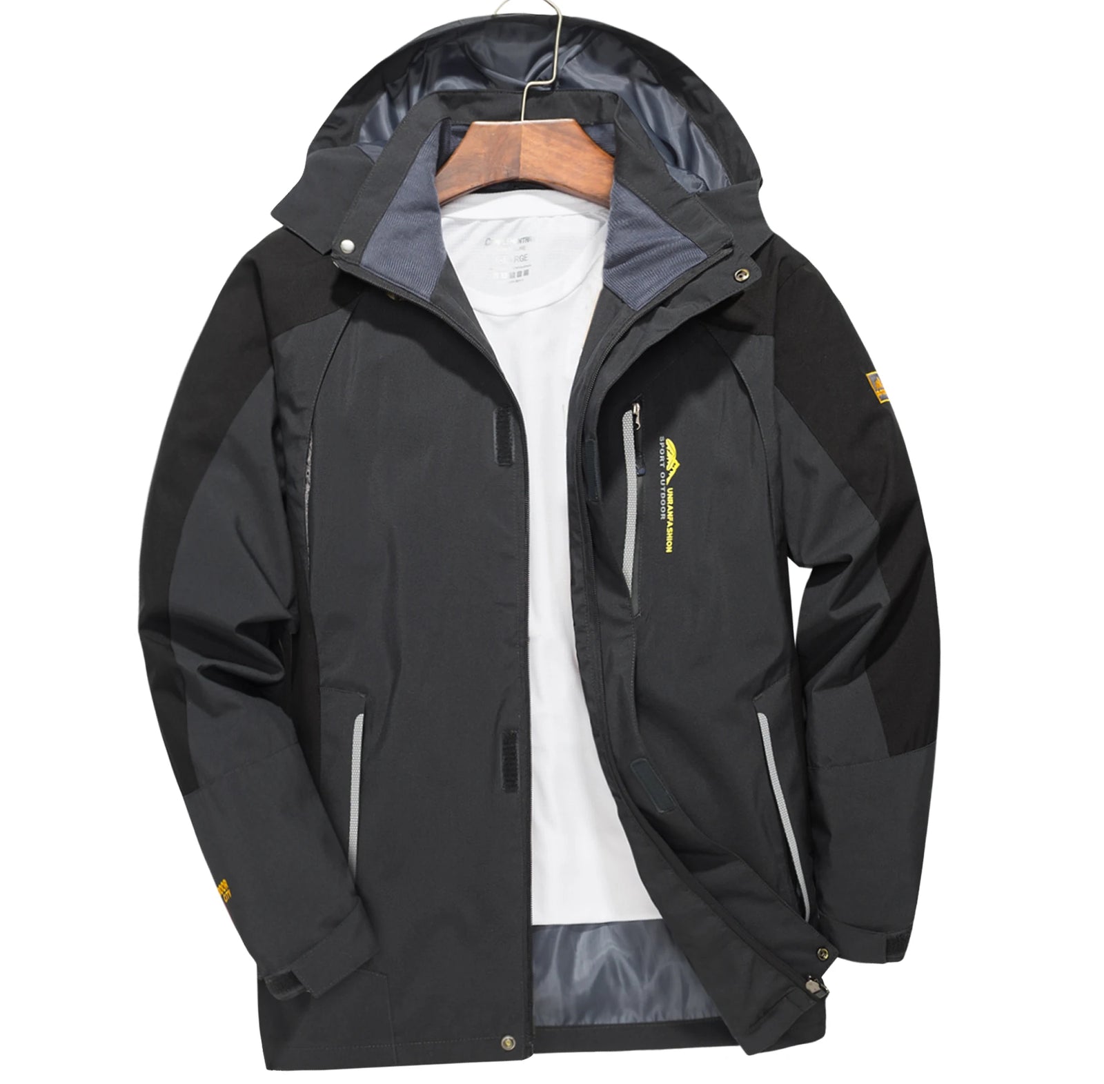 Men's Colour Block Hooded Zip Front Jacket