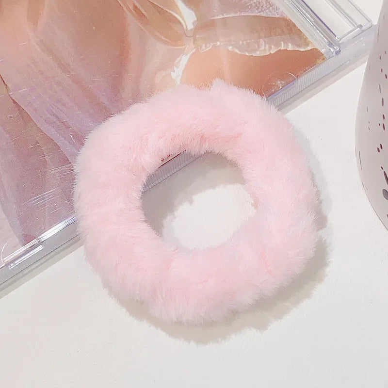 Fluffy Faux Fur Scrunchie Hair Band with Thick and Thin Options