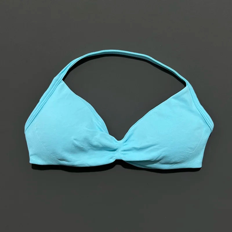 Women's Ruched Halter Neck Sports Bra