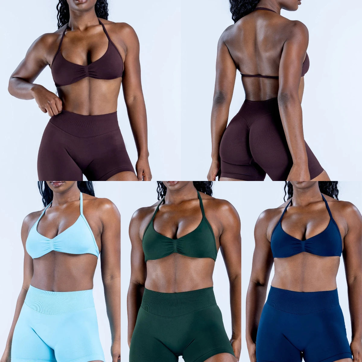 Women's Strappy Bra And Shorts Yoga Set For Workout Outfits