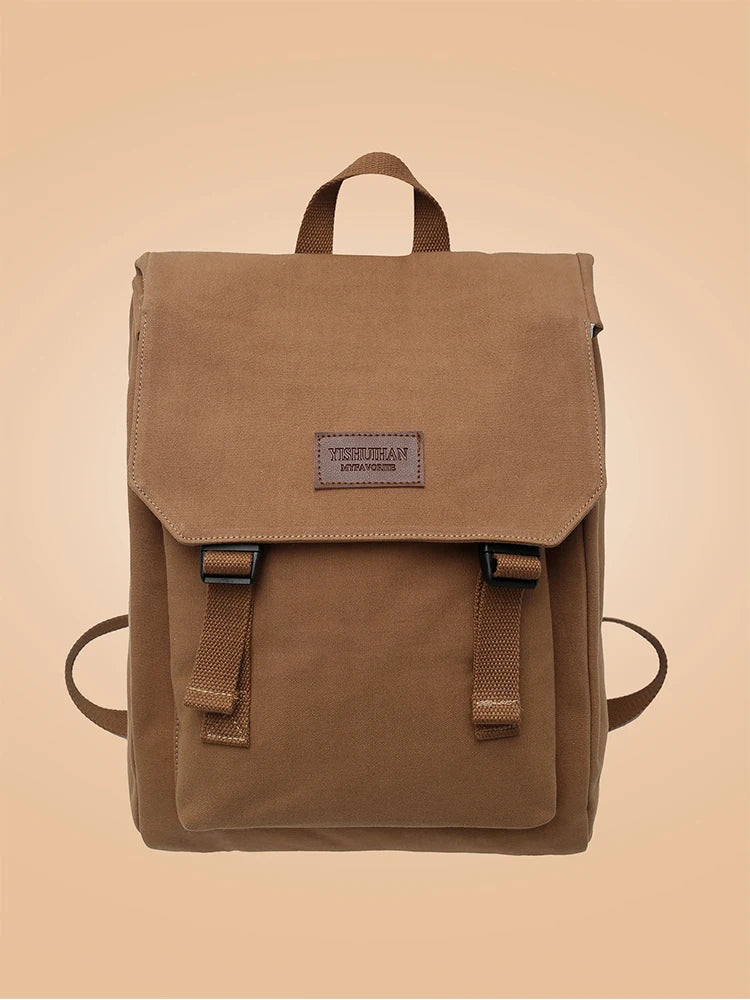 Canvas Flap Backpack with Buckle Detail for School and Daily Carry
